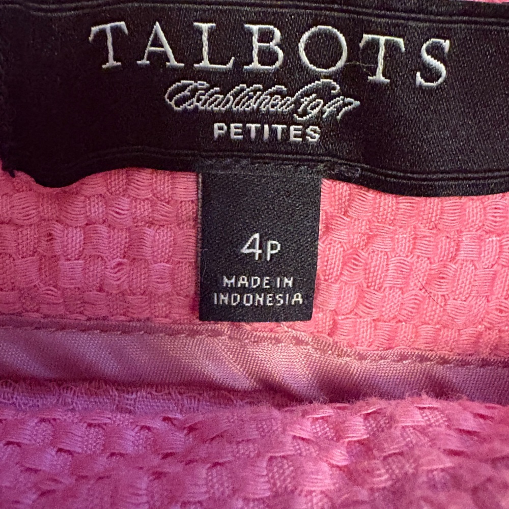 Talbots Pink Textured A-Line Skirt 4P Faux Wrap Button Detail Career Preppy - Picture 7 of 8